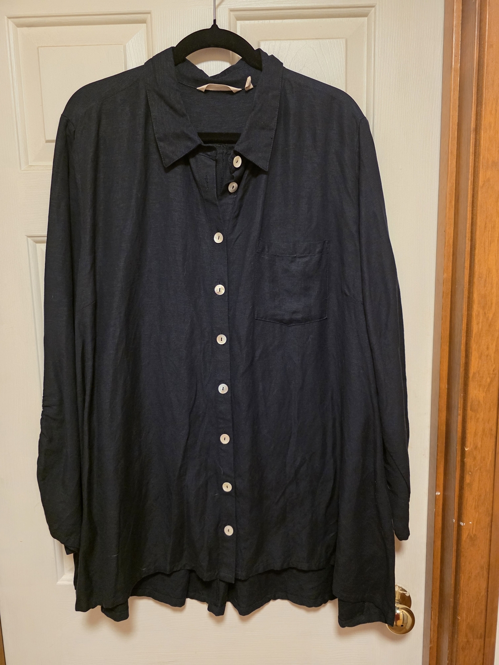 Soft Surroundings Black Button-Front Shirt With Zippered Back Size 3x